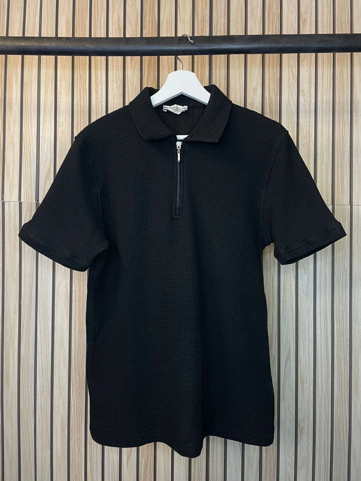 Black Zipper Polo 1023