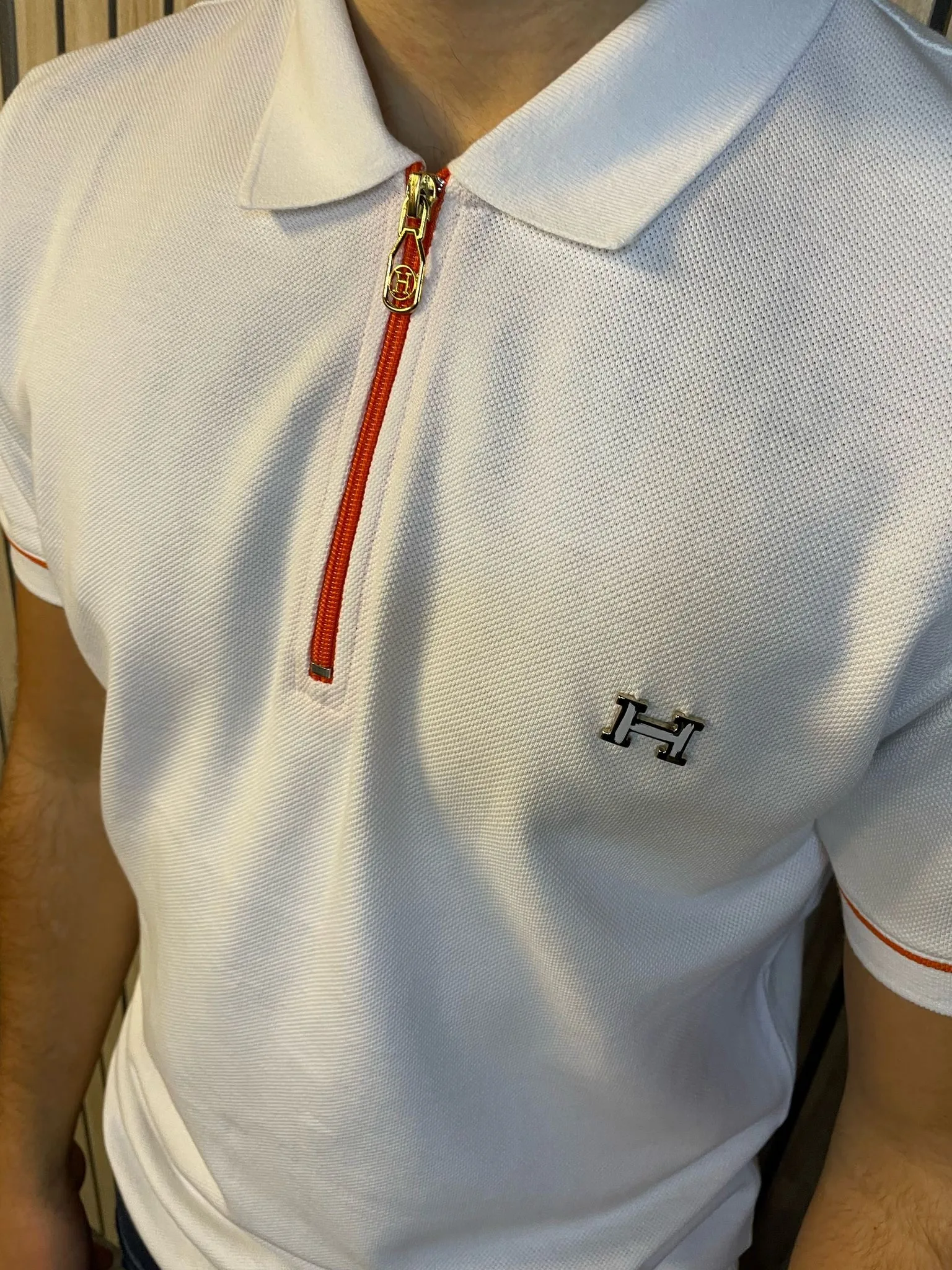 Hermes Polo Zipper White