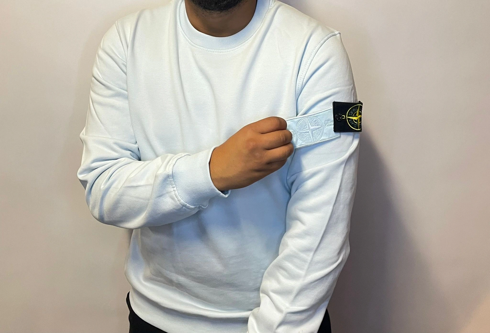 Stoned Island Sweater Light Blue Double Logo