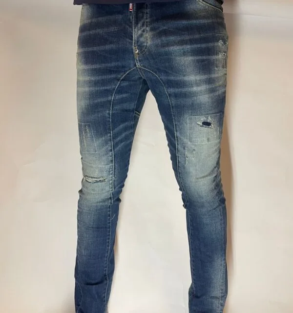 Dsquared2 Slim-Fit Jeans Blue Leather Denim